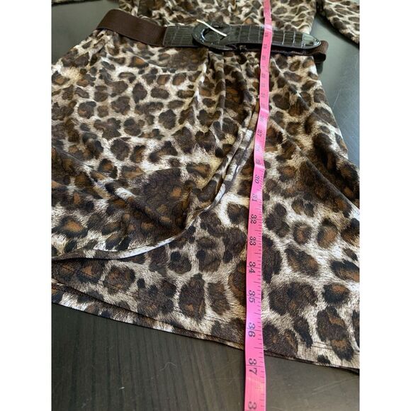 Oleg Cassini Animal Print Cocktail Event Dress Medium Belted‎ Faux Wrap Mini Mob - Picture 13 of 13